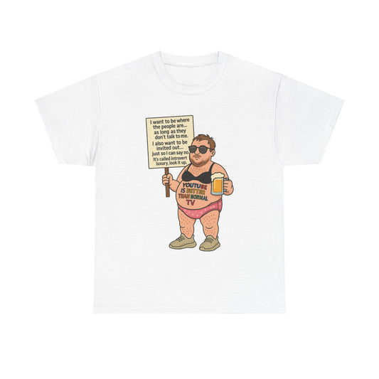 Funny Unisex Heavy Cotton Tee - "YouTube is Better Than Normal TV" Tshirt