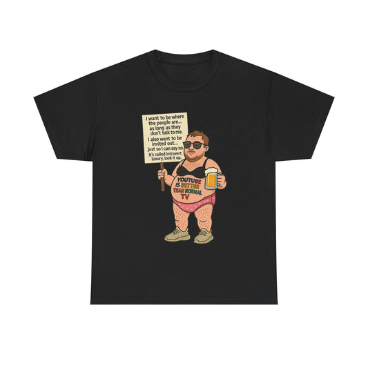Funny Unisex Heavy Cotton Tee - "YouTube is Better Than Normal TV" Tshirt